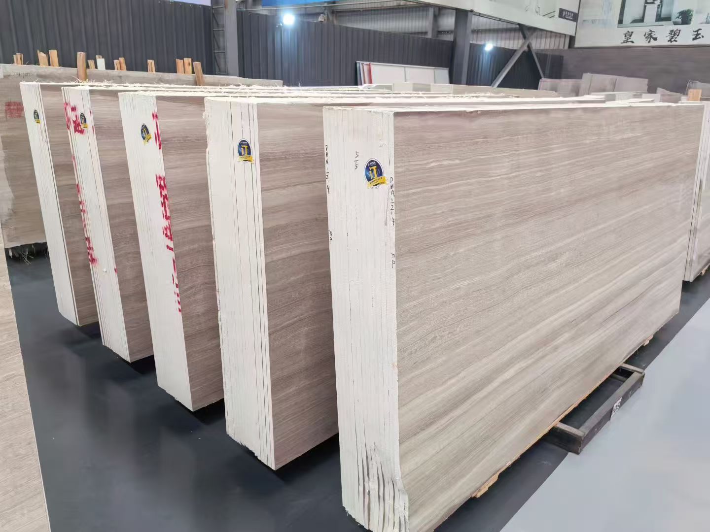 Wooden white marble big slabs